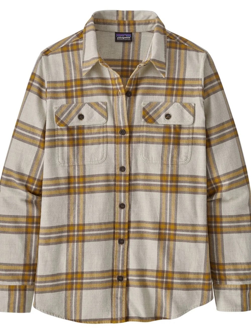 Patagonia Pjord Cream & Mustard Plaid Flannel Shirt Jacket